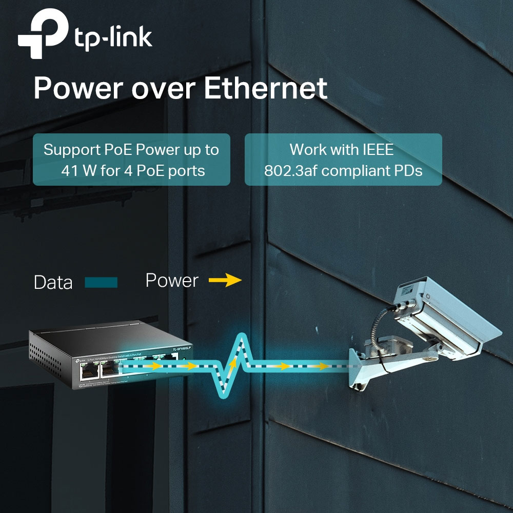 سوئیچ شبکه 5 پورت 10/100 با 4 پورت POE تی پی لینک مدل TP-Link TL-SF1005LP