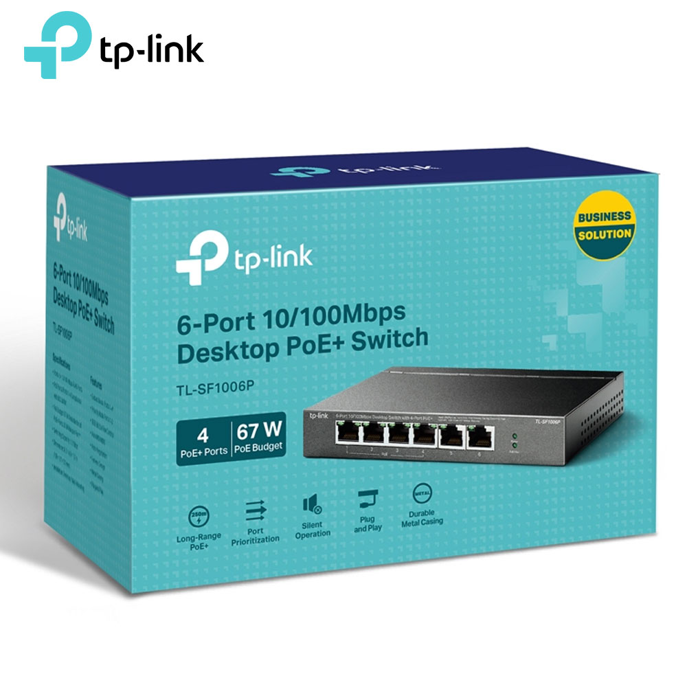 سوئیچ شبکه 6 پورت 10/100 با 4 پورت POE تی پی لینک مدل TP-Link TL-SF1006P